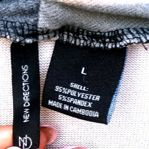 New Directions Women's Large Chevron Pattern Zig Zag Long Sleeve Cowl Neck Top - Picture 4 of 10